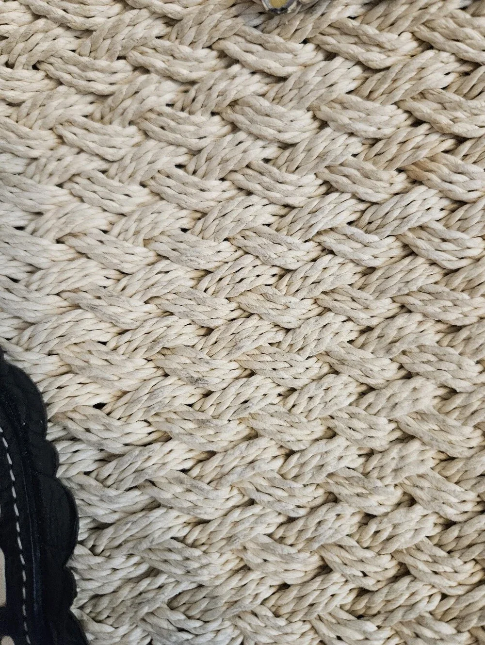 Brighton Woven Straw Crossbody Bag with Black Trim
